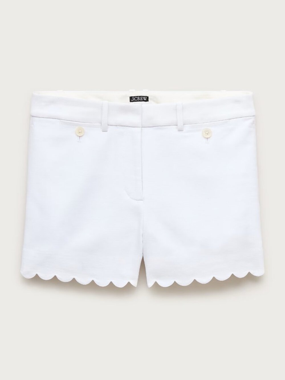 J.Crew Women's Size 2 White 4" Scalloped Short Gramercy Linen Blend $128 Retail
